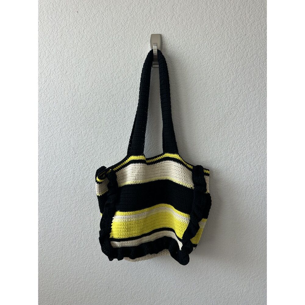 GANNI Ruffled Striped Knit Tote - Picture 6 of 6